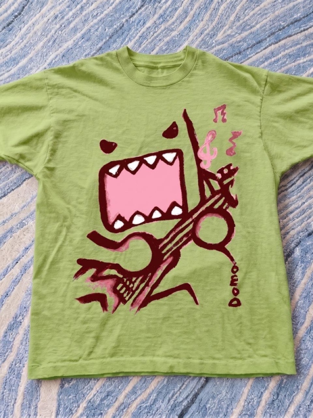 Gildan Lime Green Graphic Tee with Pink & Maroon Monster Guitar